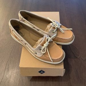Sperry Angelfish metallic mesh linen boat shoe